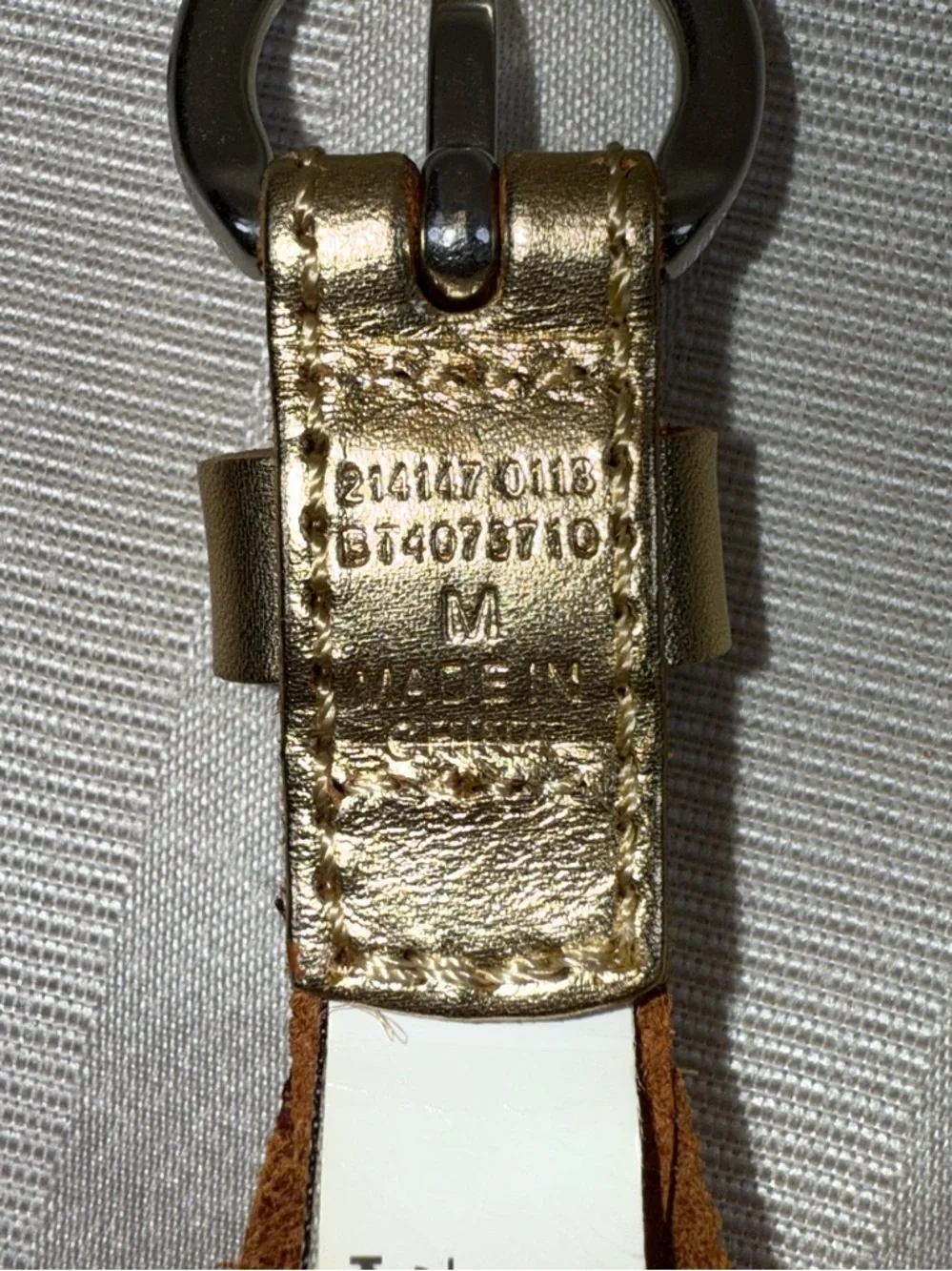 Fossil Gold Metallic Braided Leather Belt Sz-Medium